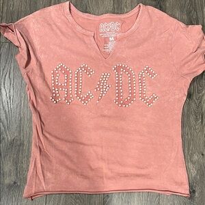 AC/DC Women's Coral Studded Tee